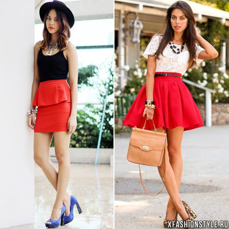 С чем носить красные юбки